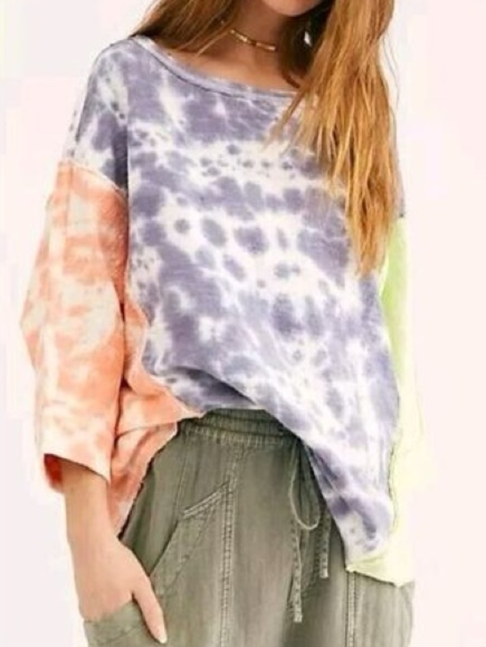 Free People We The Free Chasing The Sun Tie Dye Oversized Top Size L P2P 32in